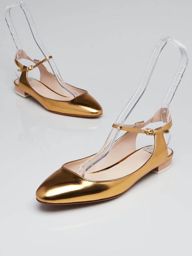 Chloe Gold Metallic Leather Flats Size 7.5/38