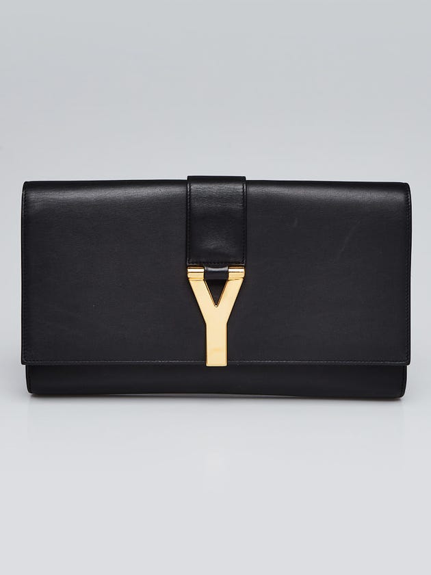 Yves Saint Laurent Black Calfskin Leather Ligne Y Clutch Bag