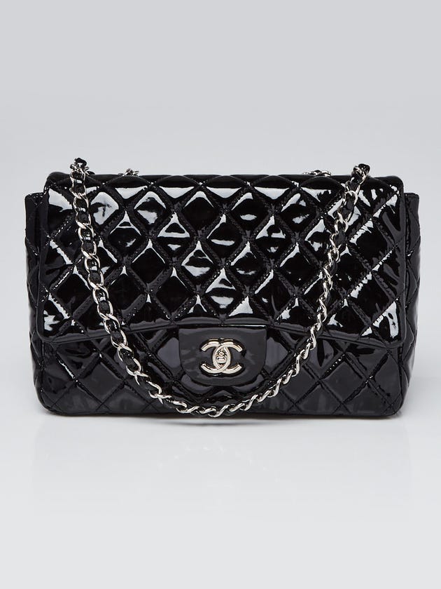Chanel Black Quilted Patent Leather Classic Jumbo Single Flap Bag