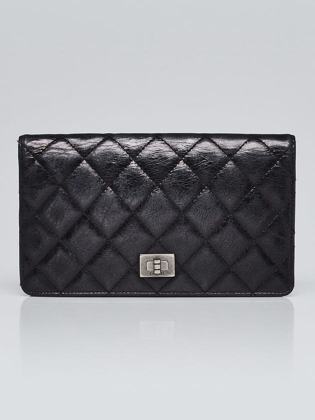 Chanel Black Quilted Distressed Leather Reissue L Yen Wallet