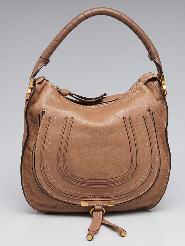 Chloe Nut Brown Pebbled Calfskin Leather Medium Marcie Hobo Bag