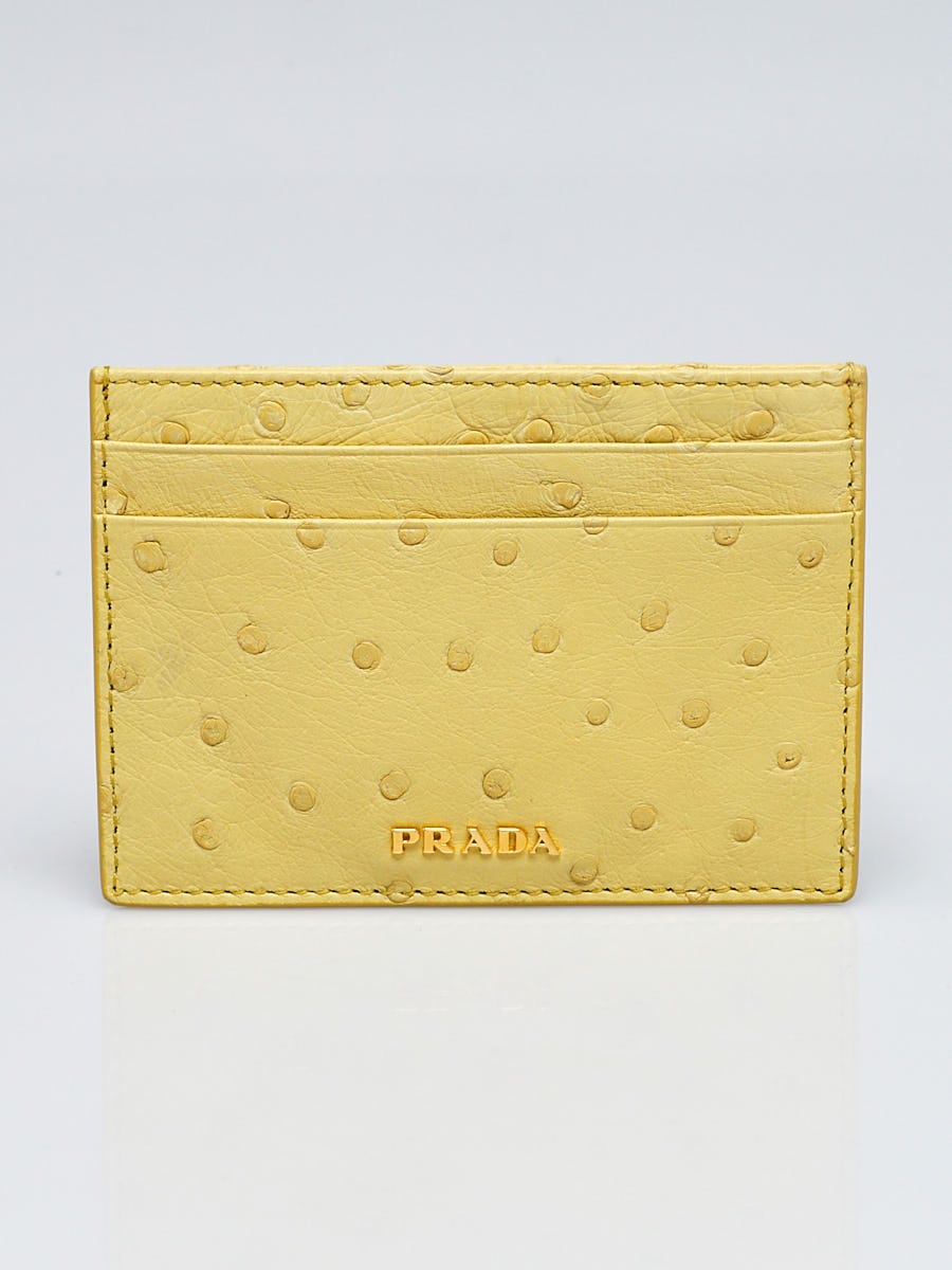 Yellow ostrich card holder - Luxury leathergoods