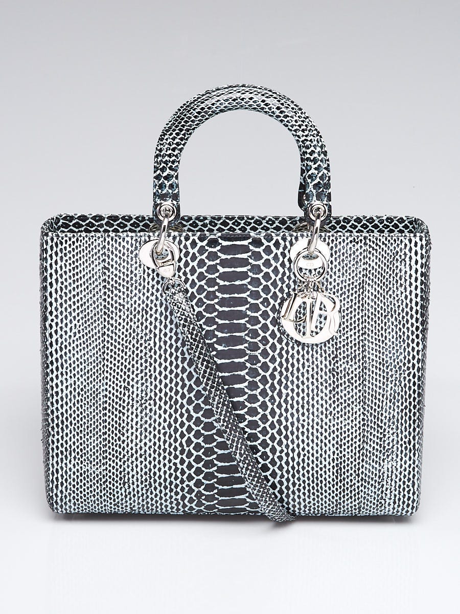 Christian Dior Black/White Python Large Lady Dior Bag | Yoogi's Closet