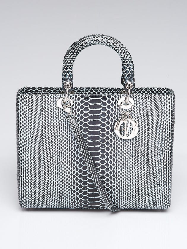 Christian Dior Black/White Python Large Lady Dior Bag | Yoogi's Closet