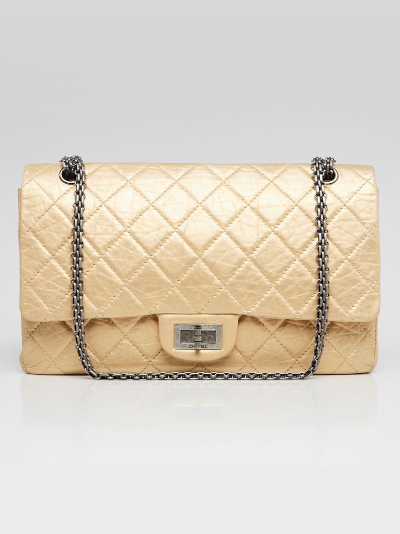 Chanel Gold 2.55 Reissue Quilted Classic Calfskin Leather 227 Jumbo Flap Bag  - Yoogi's Closet