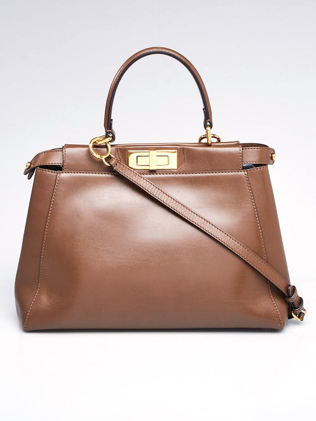 Fendi Brown Smooth Leather Regular Peekaboo Bag 8BN226