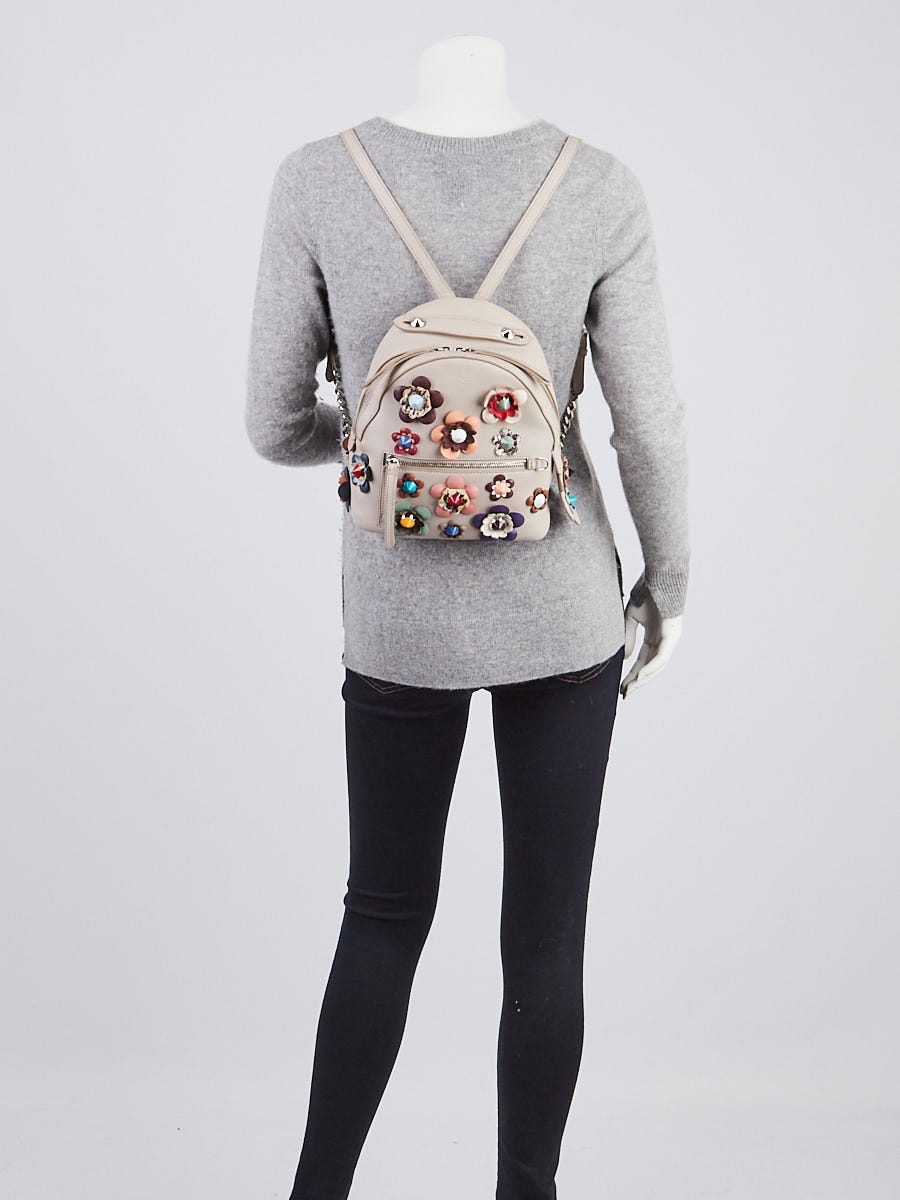 Fendi White Multicolor Leather Flowerland Backpack Bag 8BZ038 Fendi White Multicolor Leather Flowerland Backpack Bag  main image 4