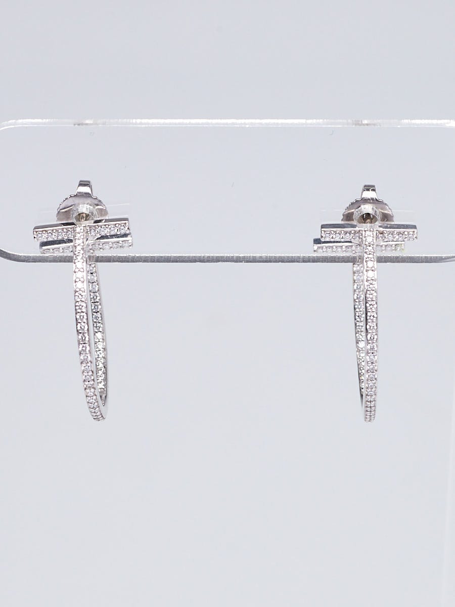 Tiffany  Co White Gold Diamond Hoop Earrings  All Designers  Nadine  Krakov Collection