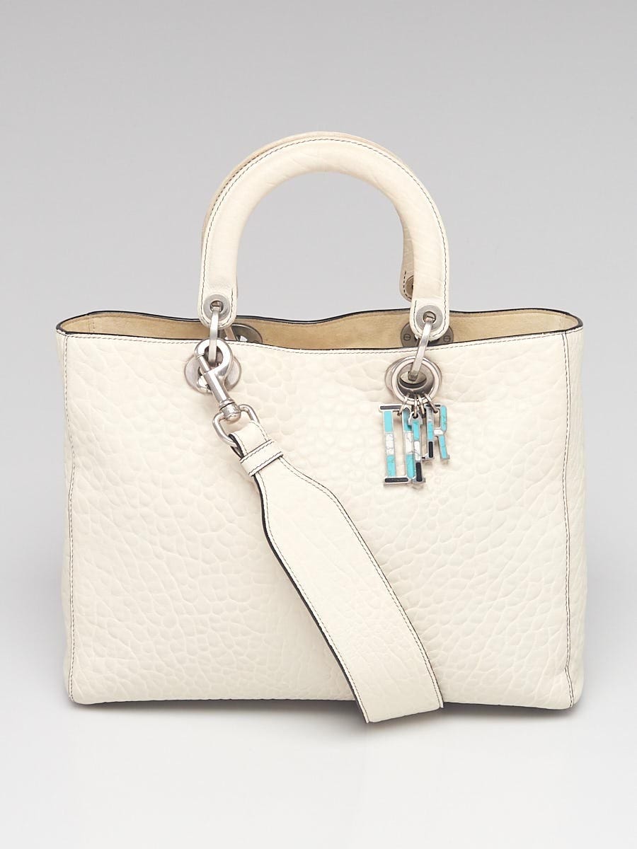 Christian Dior White Pebbled Leather Supple Large Lady Dior Bag - Yoogi'S  Closet