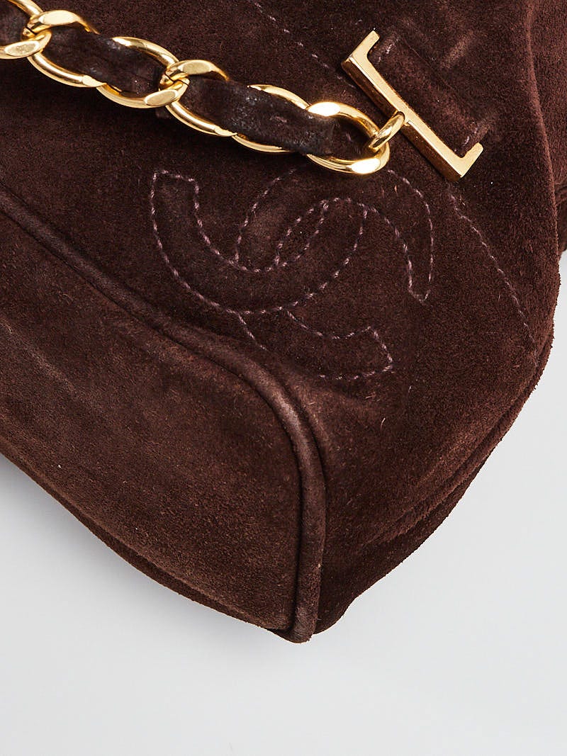 Chanel Brown Suede CC Flap Backpack Bag - Yoogi's Closet