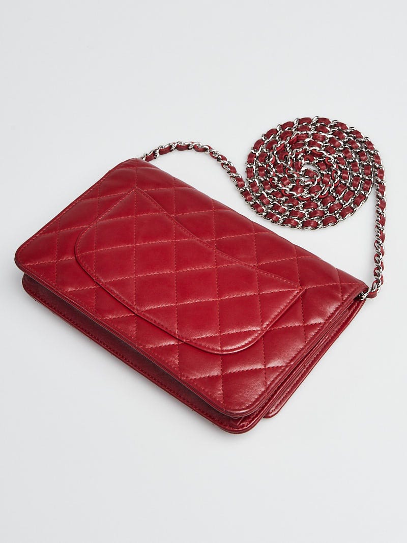 Chanel Red Quilted Lambskin Leather Classic WOC Clutch Bag - Yoogi's Closet