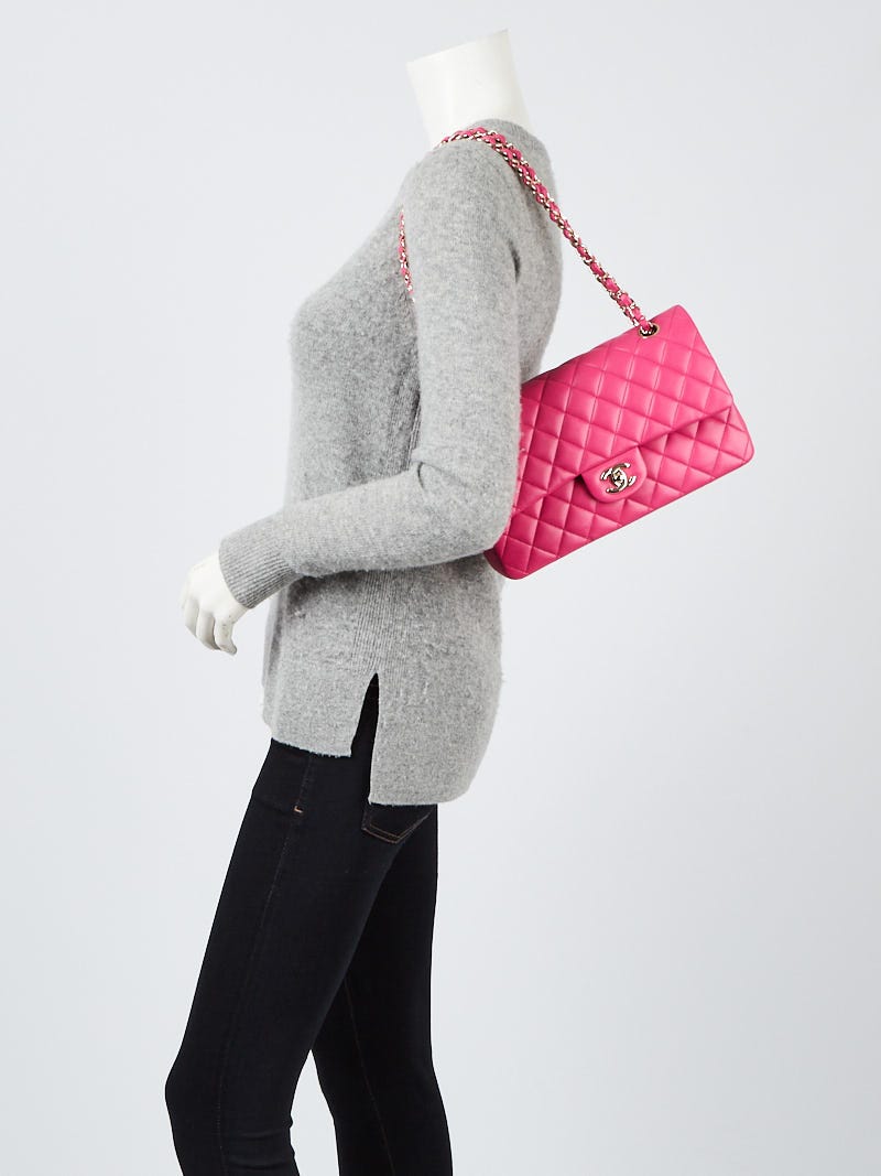 Chanel Fuchsia Quilted Lambskin Leather Classic Medium Double Flap Bag -  Yoogi's Closet