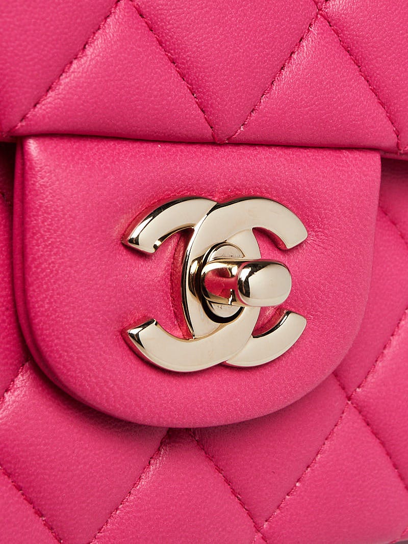 Chanel Fuchsia Quilted Lambskin Leather Classic Medium Double Flap