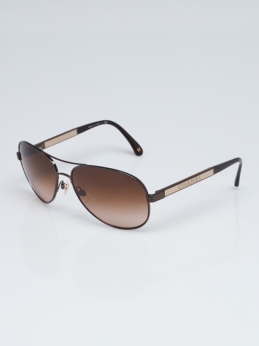 Chanel Brown Metal Frame Aviator Sunglasses- 4179 - Yoogi's Closet