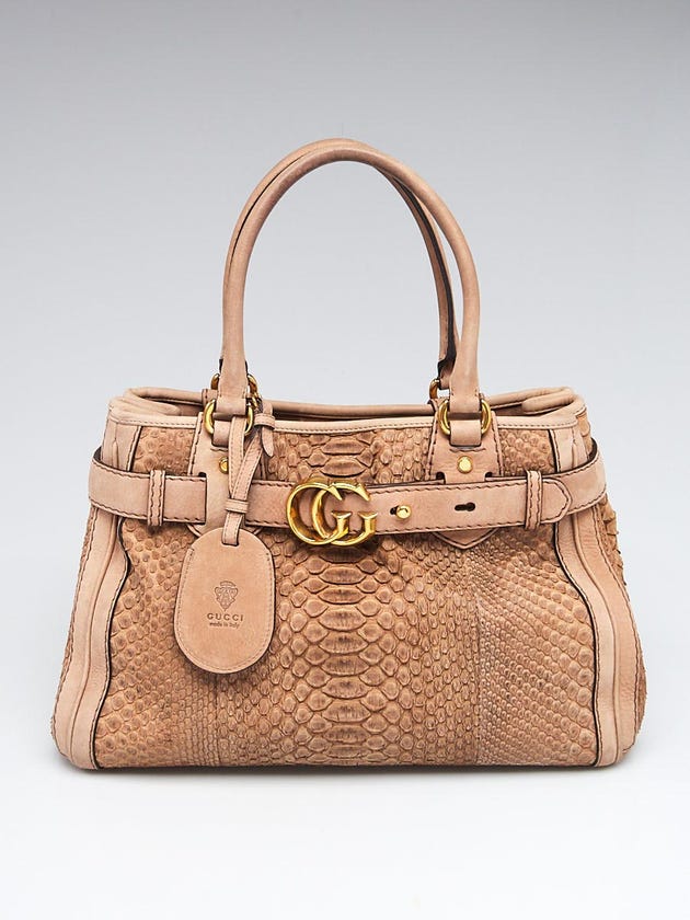 Gucci Brown Python GG Running Medium Satchel Bag