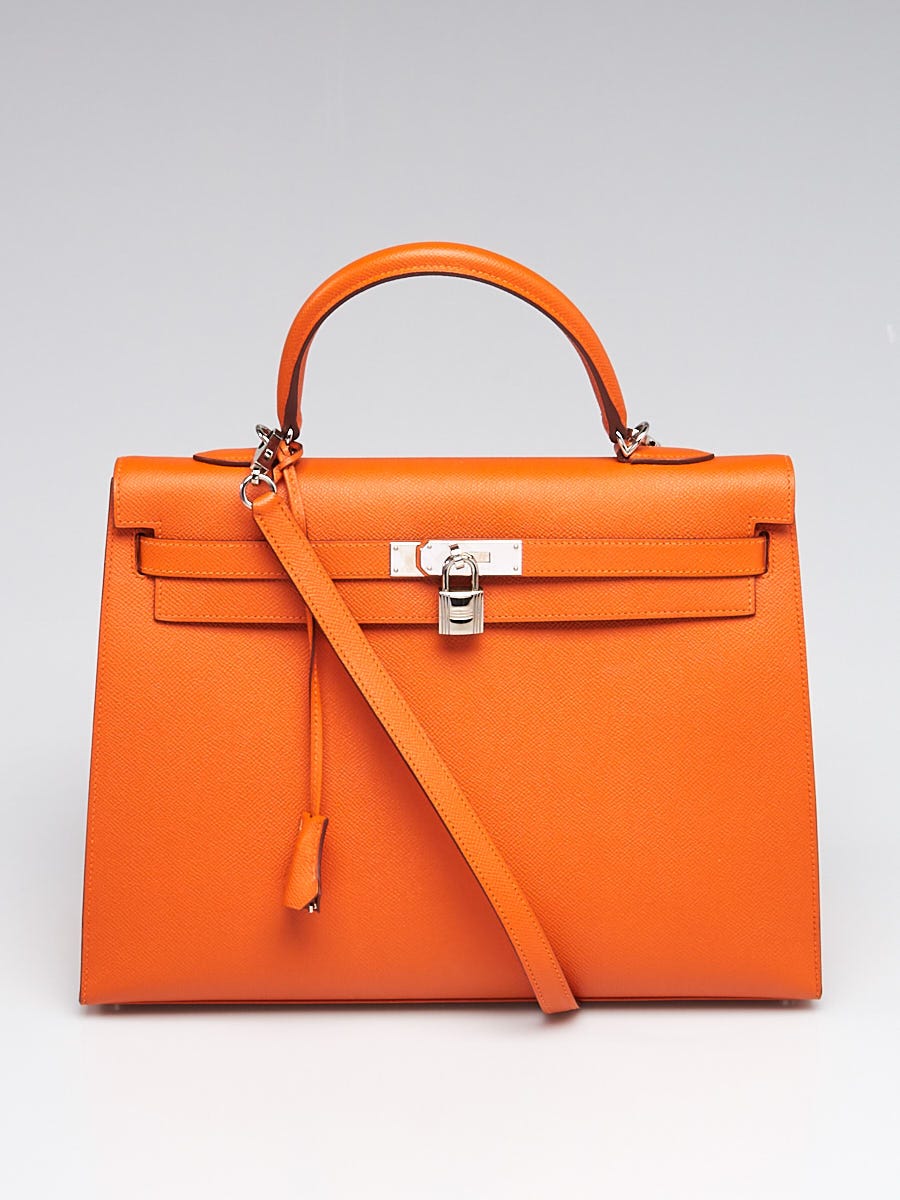 Hermes 35cm Gris Asphalt Epsom Leather Palladium Kelly Sellier Bag -  Yoogi's Closet