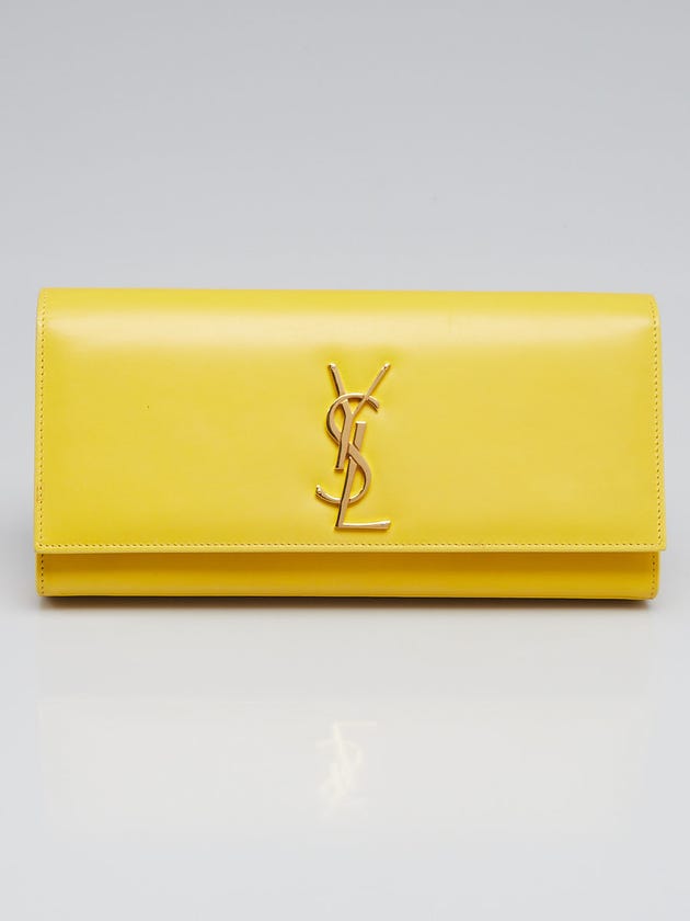 Yves Saint Laurent Yellow Smooth Leather Cassandre Clutch Bag