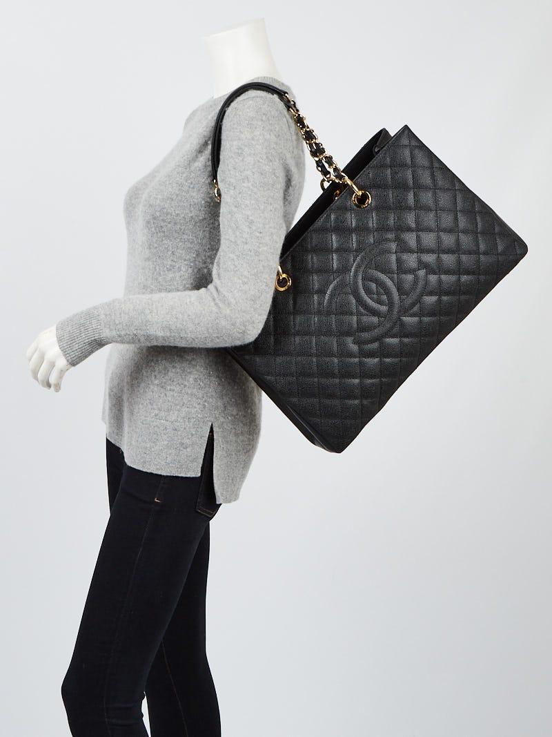 Chanel Grand Shopping Tote Quilted Caviar XL Black