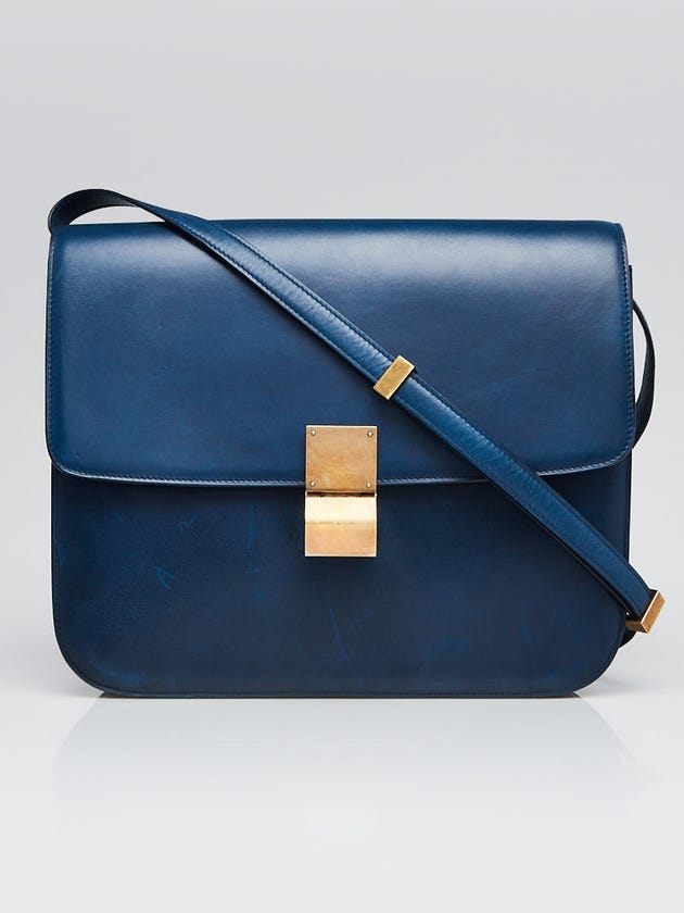 Celine Blue Calf Leather Large Classic Box Bag
