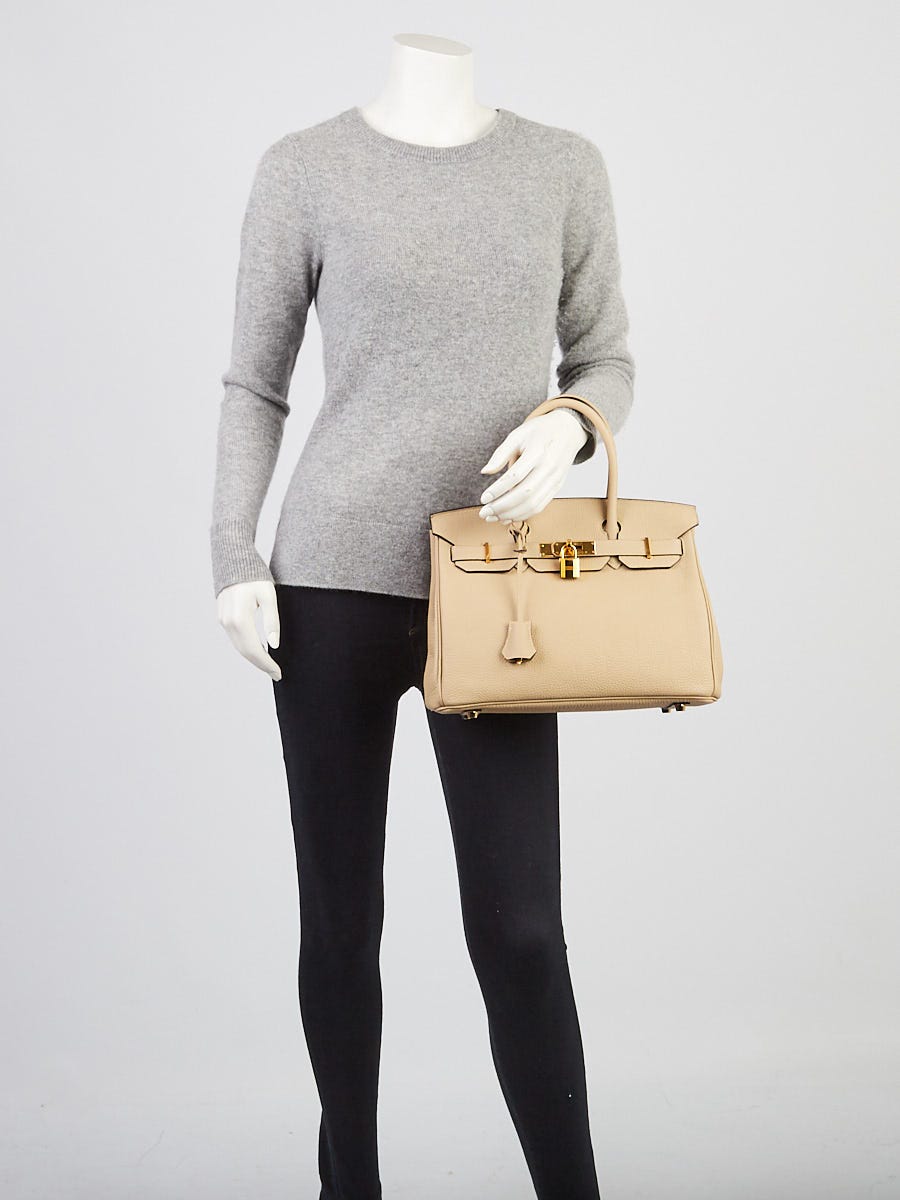 Hermes 30cm Trench Togo Leather Gold Plated Birkin Bag