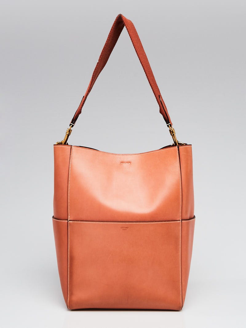 Celine Terracotta Natural Calfskin Leather Sangle Seau Bucket Bag