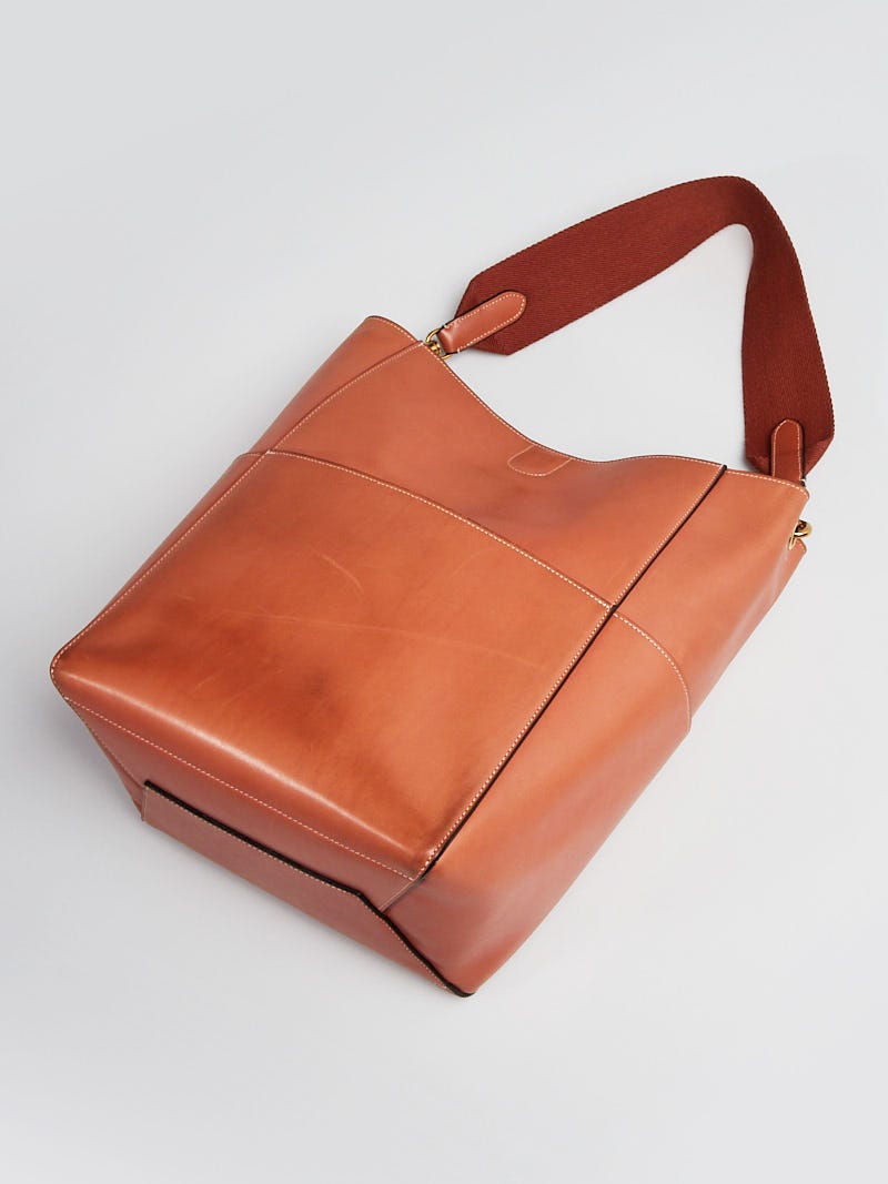 Celine Terracotta Natural Calfskin Leather Sangle Seau Bucket Bag