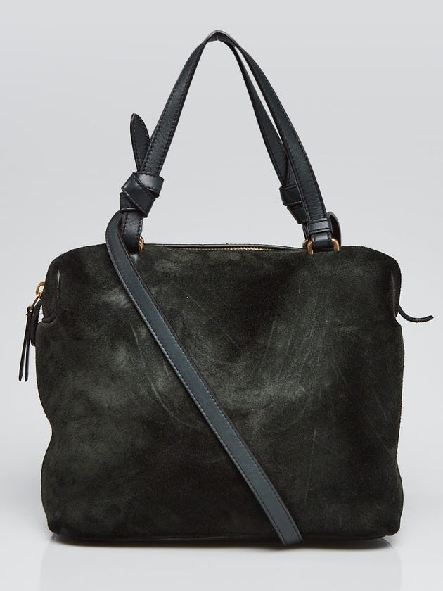 Celine Dark Green Suede and Leather Soft Cube Bag