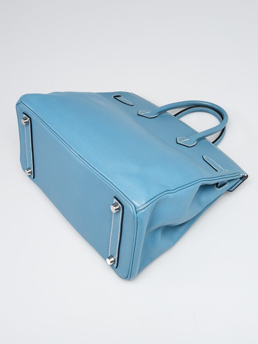 Hermes 28cm Blue Jean Epsom Leather Palladium Plated HAC Birkin Bag -  Yoogi's Closet