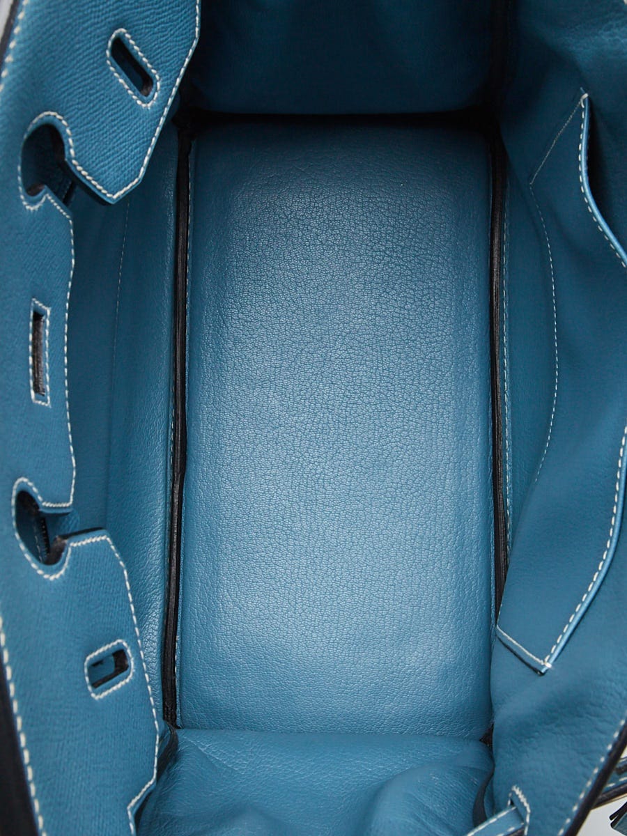 Hermes 28cm Blue Jean Epsom Leather Palladium Plated HAC Birkin