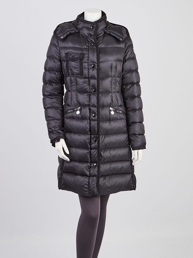 Moncler Black Quilted Nylon Hermine Jacket Size 2/M