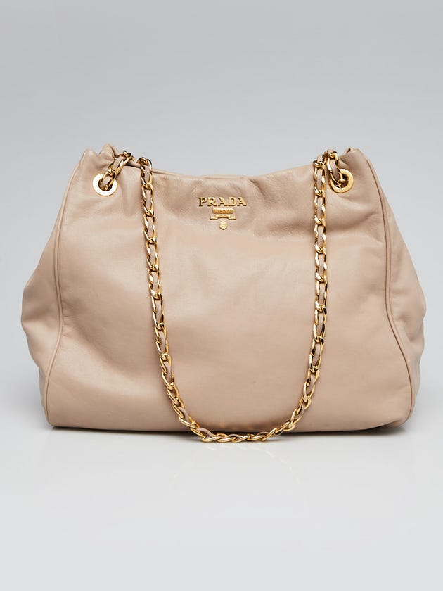 Prada Quarzo Soft Calf Leather Chain Tote Bag BR4994