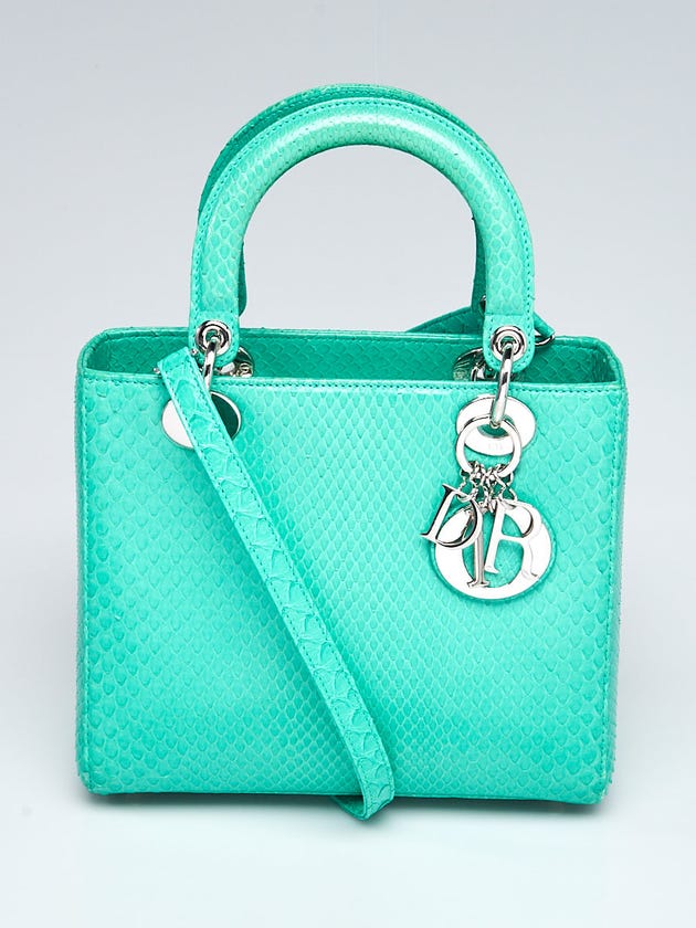 Christian Dior Green Python Medium Lady Dior Bag