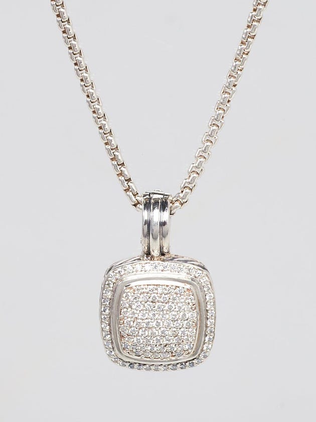 David Yurman 17mm Sterling Silver and Pave Diamond Albion Pendant Necklace