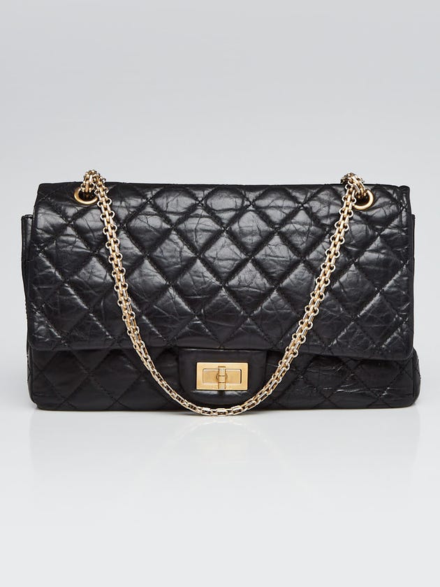Chanel Black 2.55 Reissue Quilted Classic Calfskin Leather 227 Jumbo Flap Bag