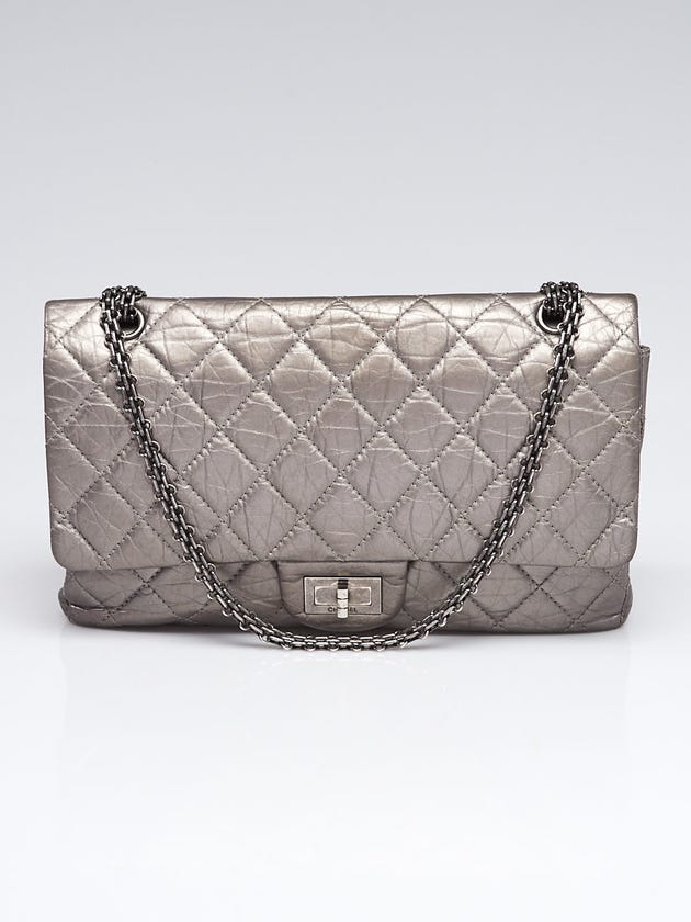 Chanel Dark Silver 2.55 Reissue Quilted Classic Calfskin Leather 227 Jumbo Flap Bag