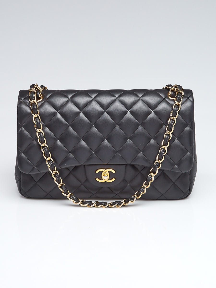 Chanel Black Quilted Lambskin Jumbo Classic Double Flap Gold