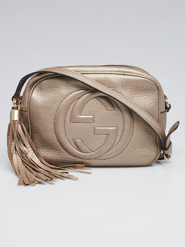 Gucci Pewter Pebbled Leather Soho Disco Small Shoulder Bag