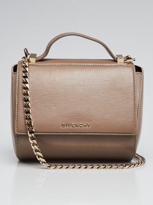 Givenchy Taupe Grained Calfskin Leather Pandora Box Mini Crossbody Bag