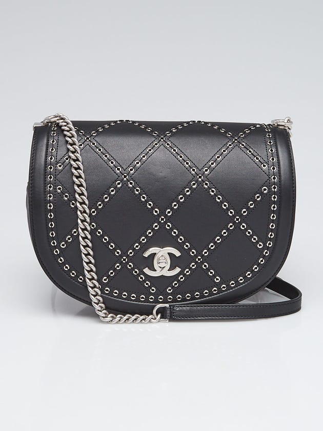 Chanel Black Calfskin Leather Coco Eyelets Crossbody Bag