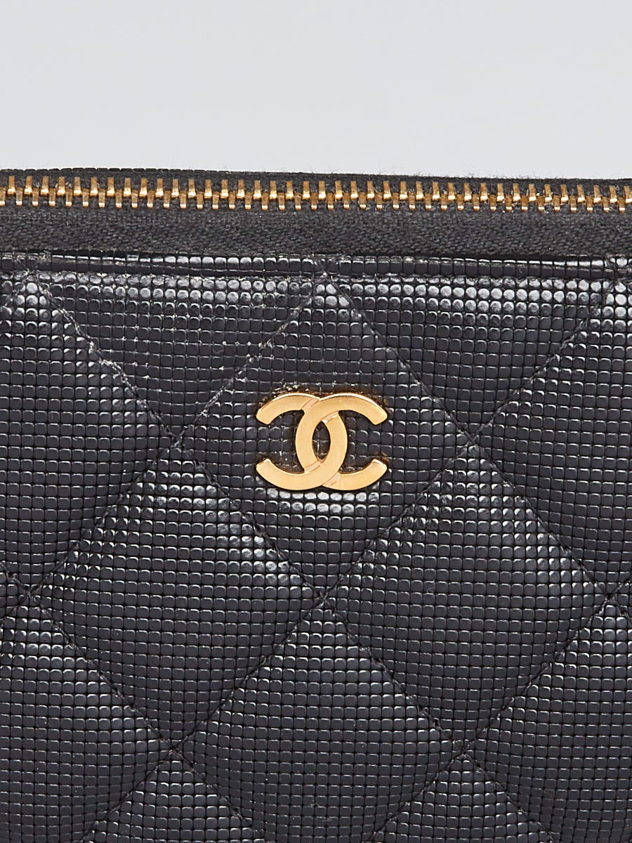 Authentic Chanel Caviar Wallet Card Phone Holder O-Case Zip Pouch Clutch  Gray 