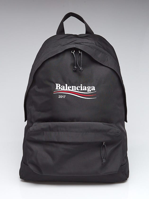 Balenciaga Black Nylon Campaign Logo Explorer Backpack Bag