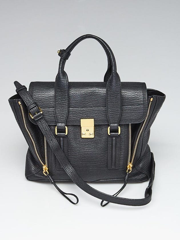 3.1 Phillip Lim Black Shark Embossed Leather Medium Pashli Shoulder Bag