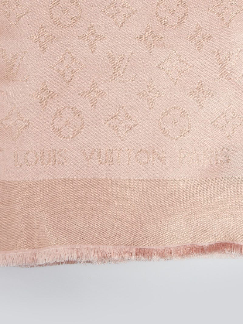 Louis Vuitton Pink Monogram Wool/Silk Shine Shawl Scarf - Yoogi's
