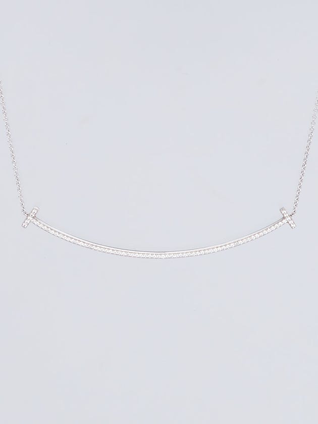 Tiffany & Co. 18k White Gold and Diamond Tiffany T Smile Necklace