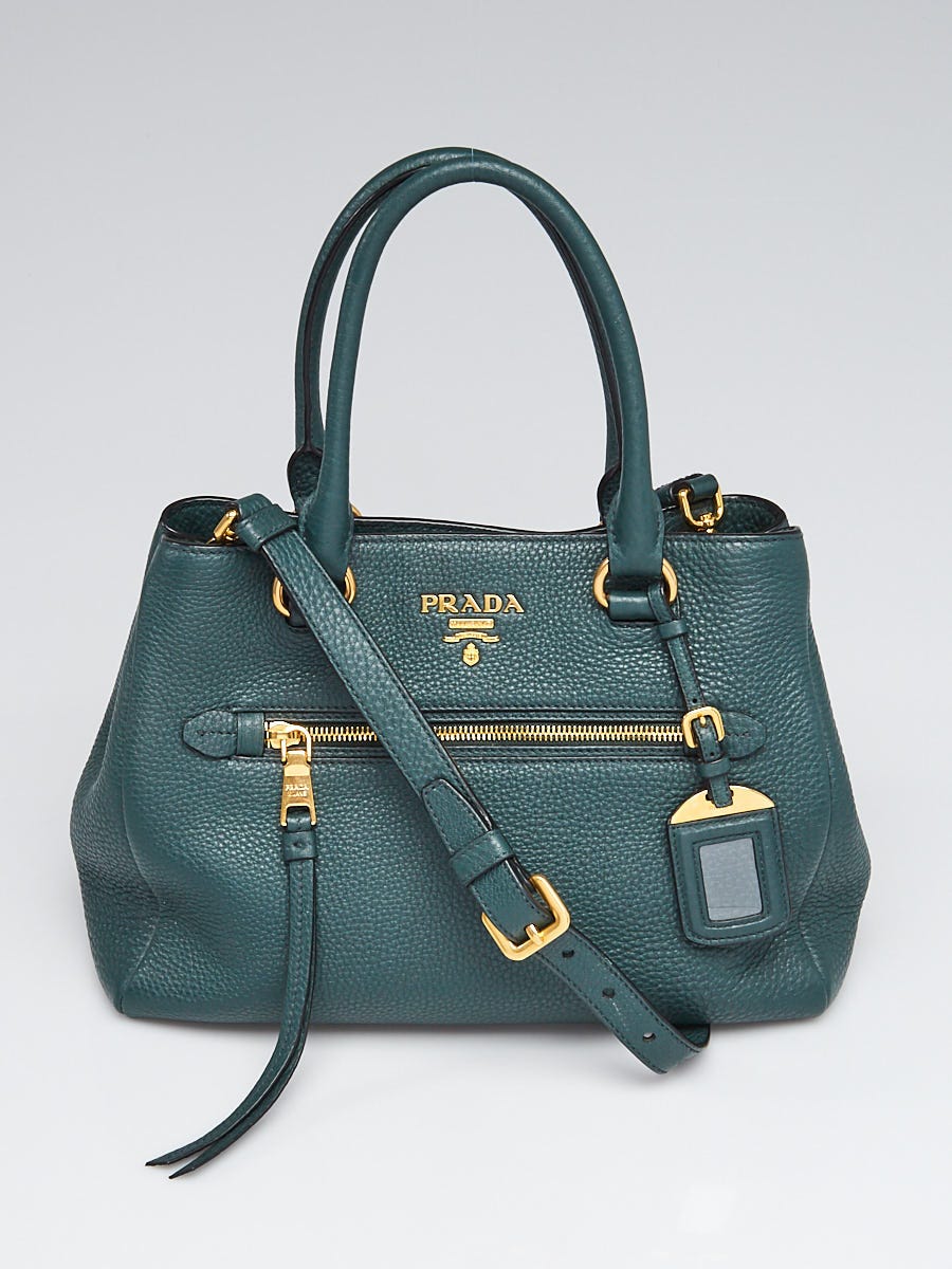 Prada Smeraldo Vitello Phenix Leather Tote Bag 1BG044 - Yoogi's Closet