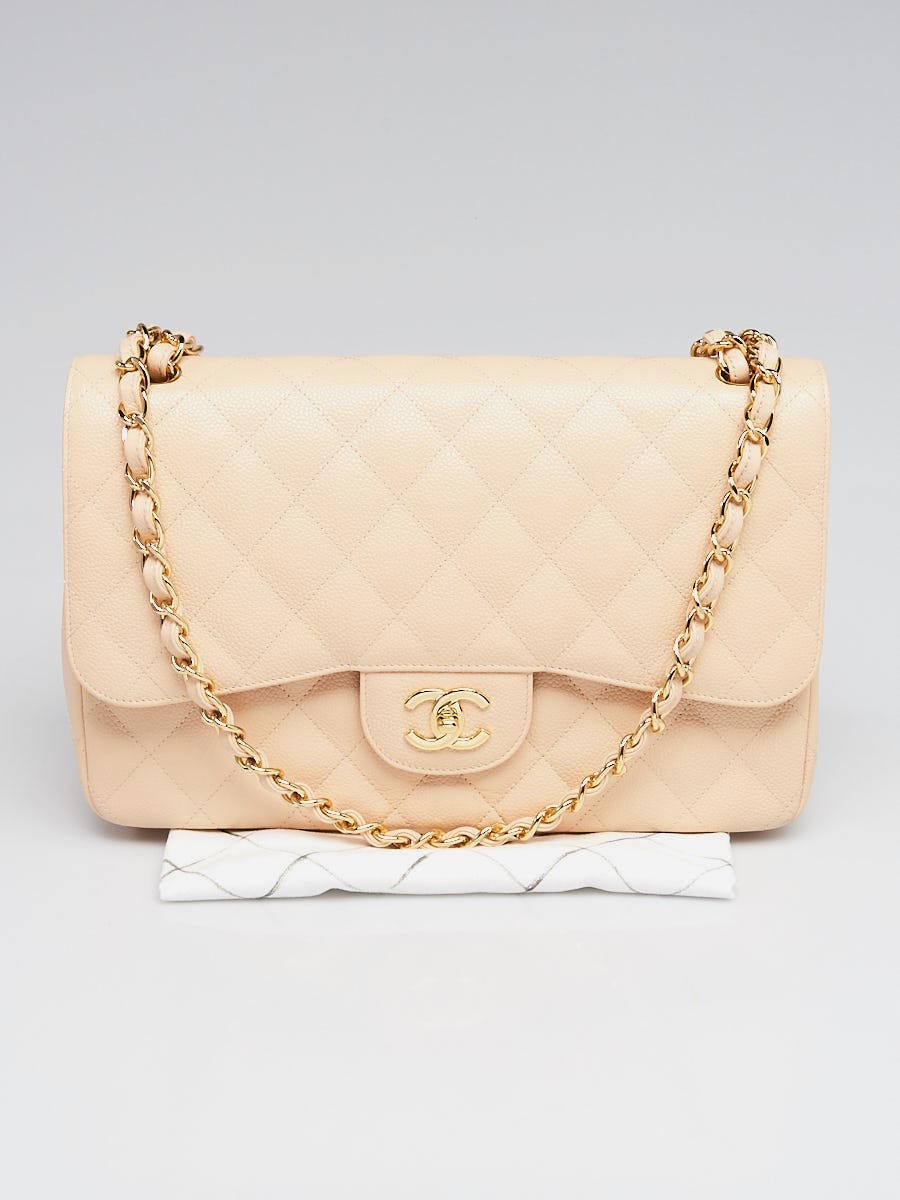 A M A Z I N G CHANEL Classic Quilted White Caviar Leather Wallet on Chain  for sale online