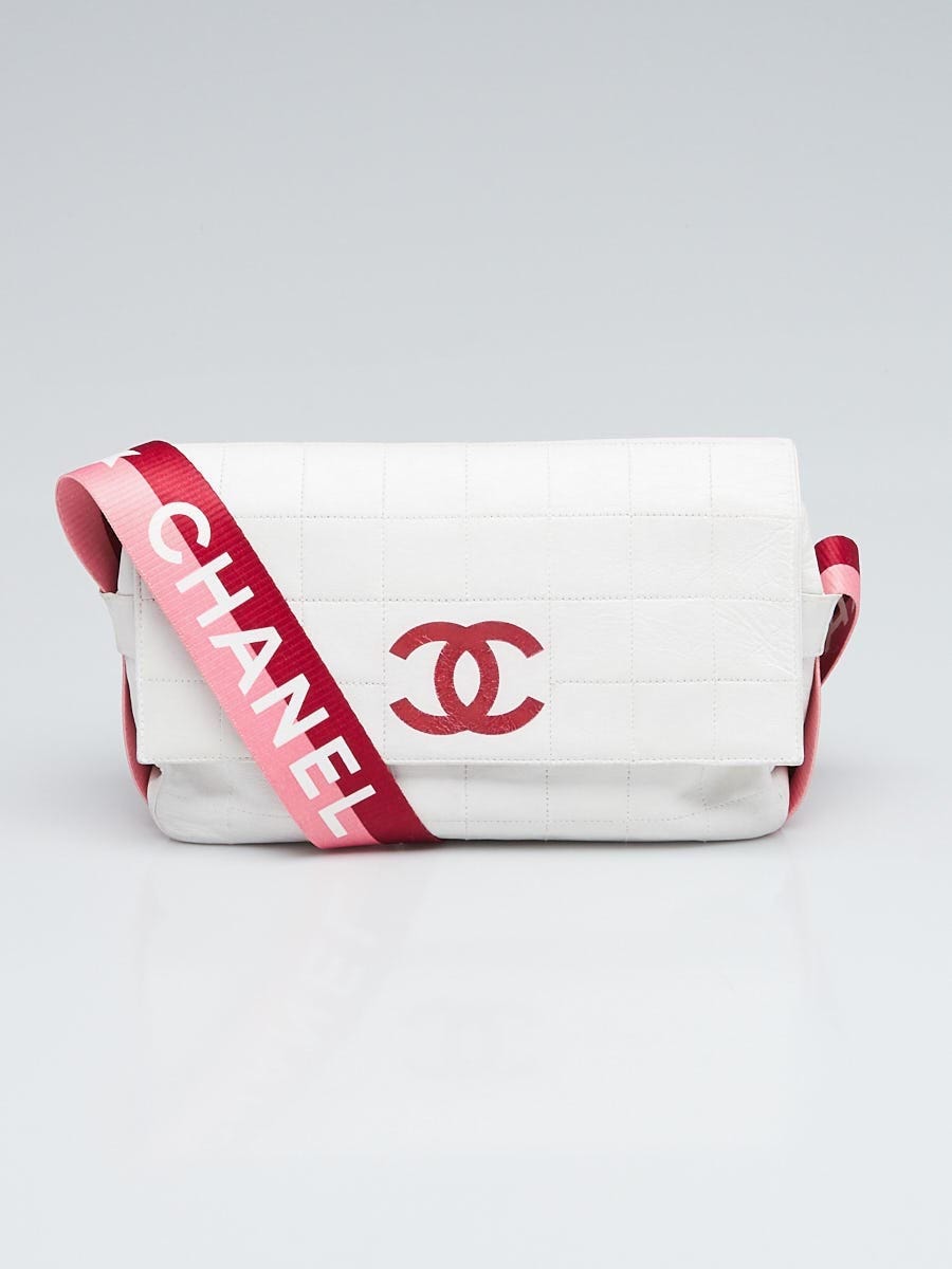 Chanel White Square Quilted Leather CC Sport Shoulder Bag