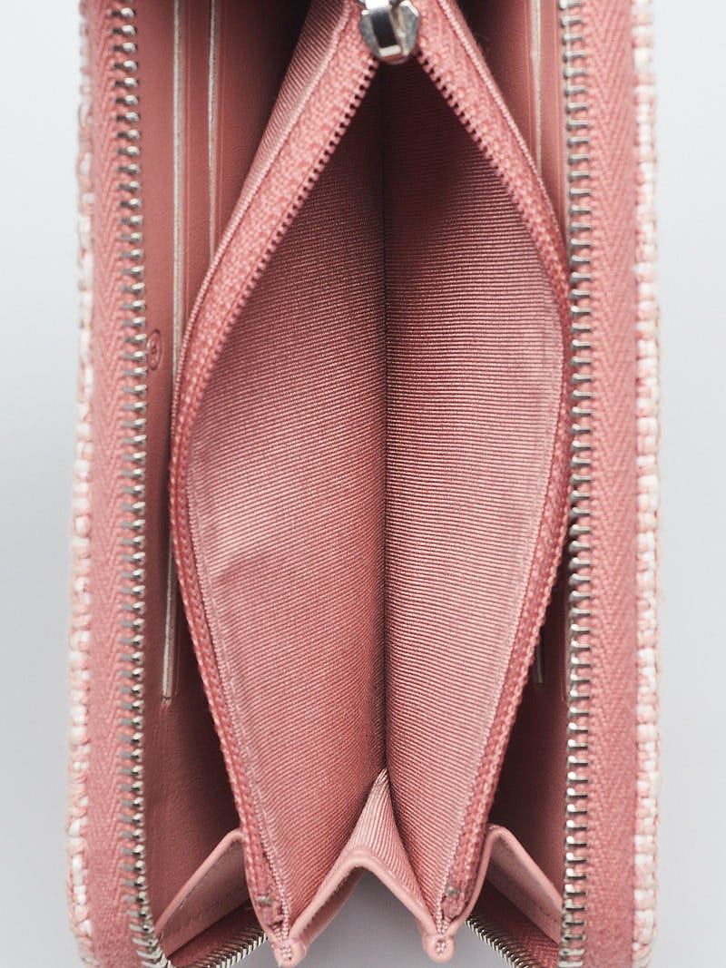 Chanel Pink Tweed Deauville Zip Compact Wallet | Yoogi's Closet