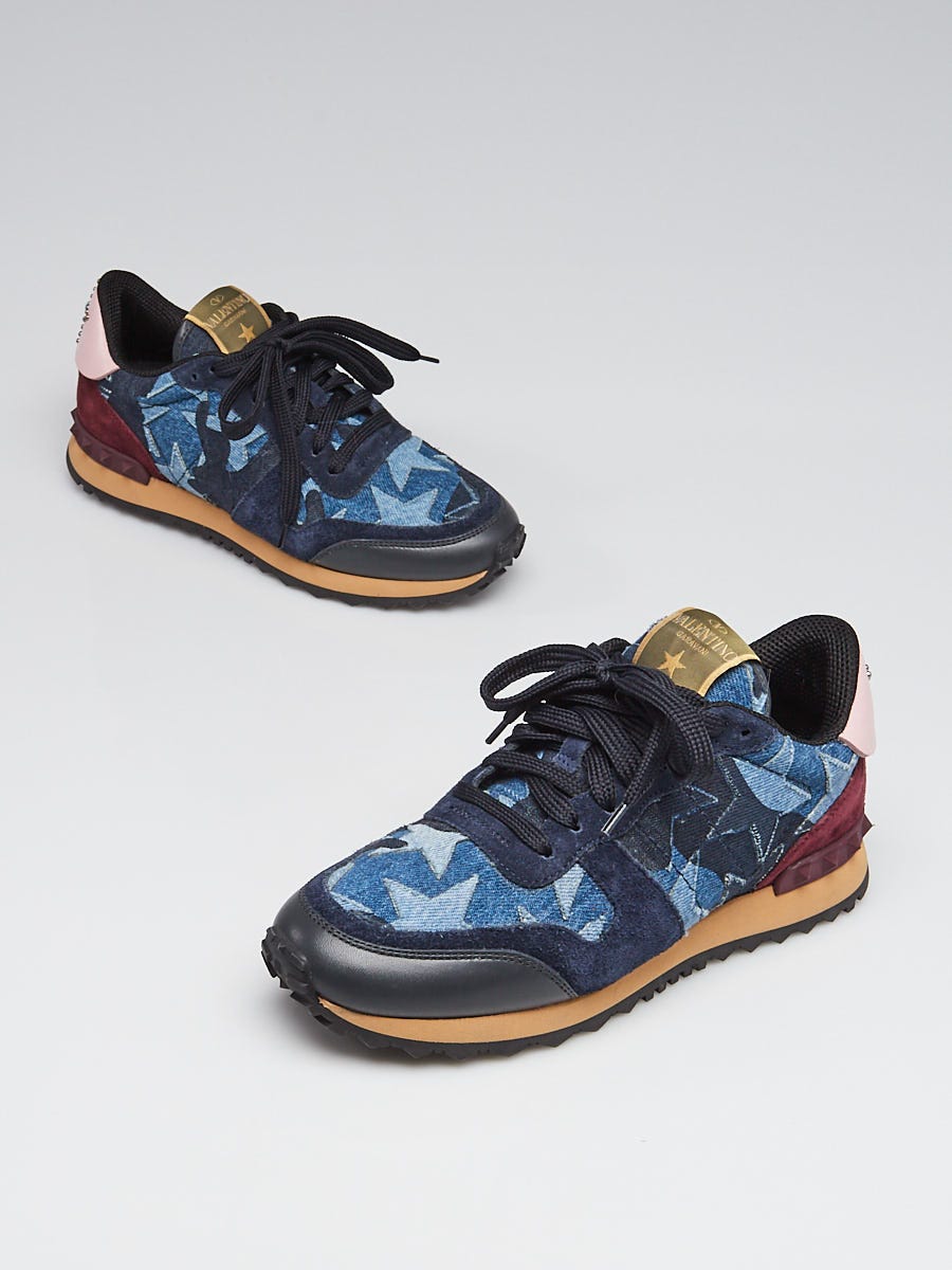 Flipper abces maandelijks Valentino Blue Denim Patchwork Star Rockstud Sneakers Size 6/36.5 - Yoogi's  Closet