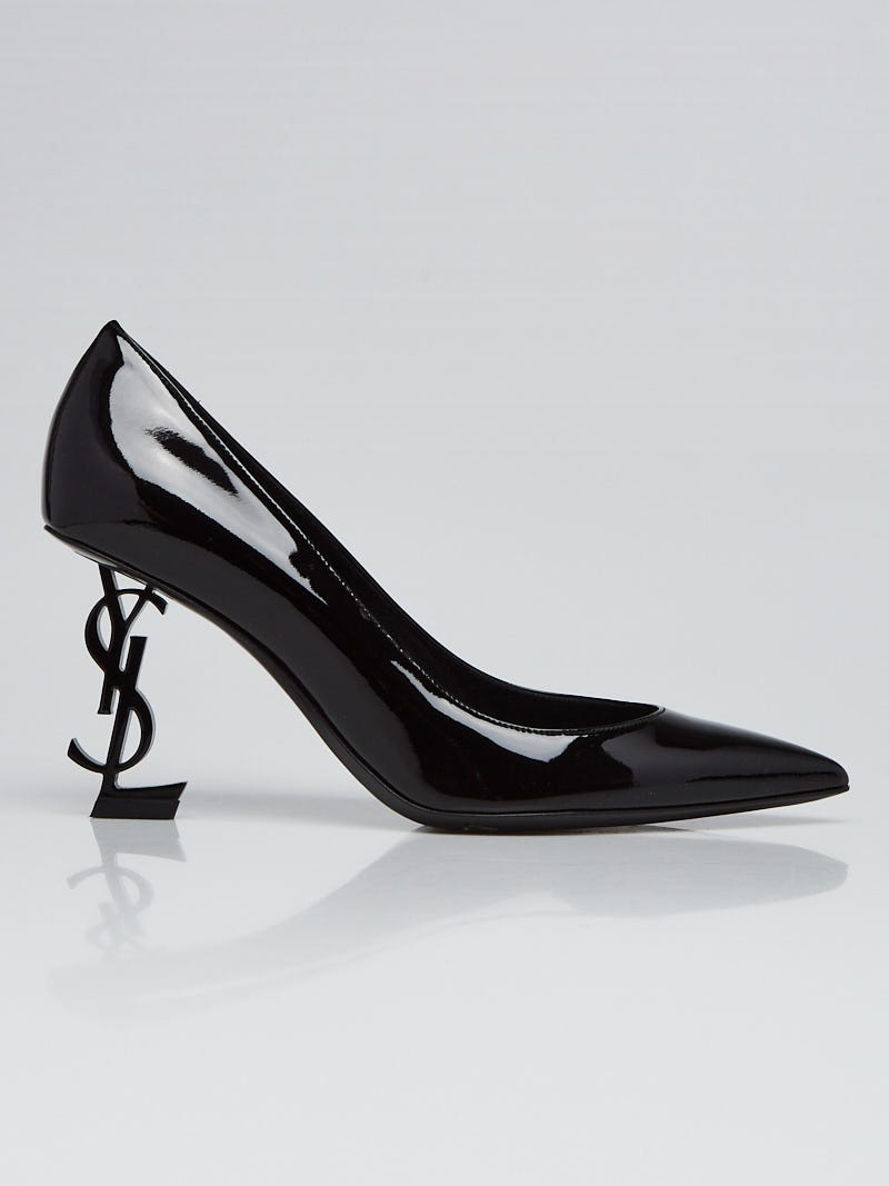 Yves Saint Laurent Black Patent Leather Opium Monogramme Heels